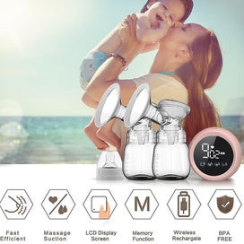 Listing 3 of 5 for Double Electric Breast Pump Breast Feeding Pain Free Stepless Knob Led Hd Disp