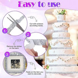 Listing 3 of 5 for Rhinestone Ribbon Self-adhesive Crystal Ribbon Sparkling Resin Diamond Ribbon