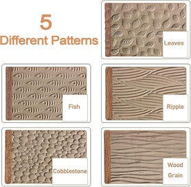 Listing 2 of 5 for 5pcs Pottery Tools Wooden Hand Rollers For Clay Stamp Pattern Roller Handle Po