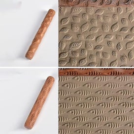 Listing 4 of 5 for 5pcs Pottery Tools Wooden Hand Rollers For Clay Stamp Pattern Roller Handle Po