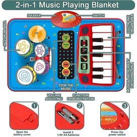 Listing 3 of 4 for Music Playing Mat 2 In 1 Baby Toddler Piano & Drum Playmat Musical Toys Set Wi