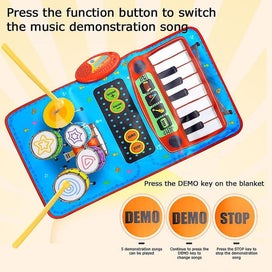 Listing 4 of 4 for Music Playing Mat 2 In 1 Baby Toddler Piano & Drum Playmat Musical Toys Set Wi
