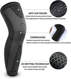 Listing 3 of 4 for 1 Pair Full Leg Compression Sleeve For Men & Women Long Knee Brace Sleeve For