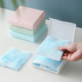 Listing 4 of 5 for Portable Disposable Mask Storage Box Dust-proof Square Home Moisture-proof Sea