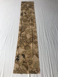 Listing 2 of 16 for Vintage Japanese Old Kimono Panel Printed Silk Fabric Piece