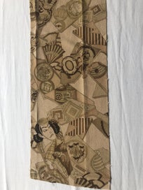 Listing 5 of 16 for Vintage Japanese Old Kimono Panel Printed Silk Fabric Piece