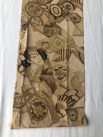 Listing 11 of 16 for Vintage Japanese Old Kimono Panel Printed Silk Fabric Piece