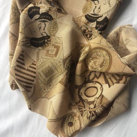 Listing 16 of 16 for Vintage Japanese Old Kimono Panel Printed Silk Fabric Piece