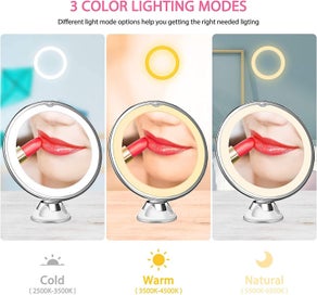 Listing 2 of 3 for Rechargeable 10x Magnifying Lighted Makeup Mirror Adjustable With 3 Color Modes