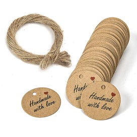 Listing 1 of 5 for 100pcs Kraft Paper Gift Tags 3cm "hand Made With Love" Round Paper Tags Hangin