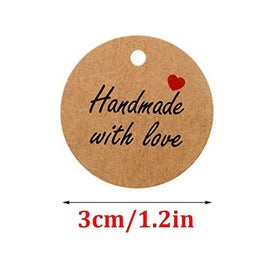 Listing 2 of 5 for 100pcs Kraft Paper Gift Tags 3cm "hand Made With Love" Round Paper Tags Hangin