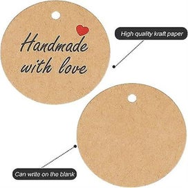 Listing 4 of 5 for 100pcs Kraft Paper Gift Tags 3cm "hand Made With Love" Round Paper Tags Hangin