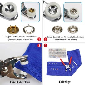 Listing 2 of 3 for Snap Fasteners Snap Fastener Set With Pliers 200 Sets Snap Fasteners Metal 10