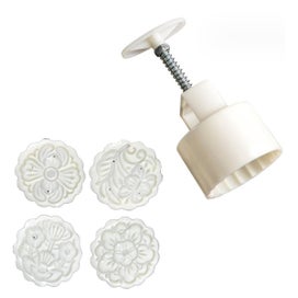 Listing 1 of 5 for Moon Cake Mold Set 4pcs 75g Cookie Stamps Blossom Floral Mid Autumn Festival D