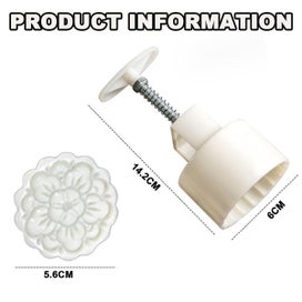 Listing 2 of 5 for Moon Cake Mold Set 4pcs 75g Cookie Stamps Blossom Floral Mid Autumn Festival D