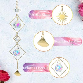 Listing 2 of 5 for Colorful Crystals Suncatcher Hanging Sun Catcher With Chain Pendant Ornament Cr