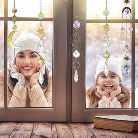 Listing 4 of 5 for Colorful Crystals Suncatcher Hanging Sun Catcher With Chain Pendant Ornament Cr