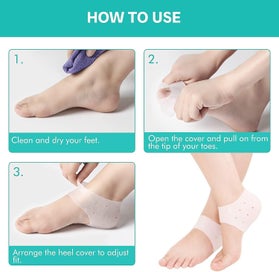 Listing 4 of 5 for Silicone Heel Protectors Gel Sleeves For Plantar Fasciitis And Heel Pain