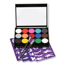 Listing 2 of 5 for 15 Colors Make-up Palette Children's Face Paint Set With 2 Pens And 4 Template