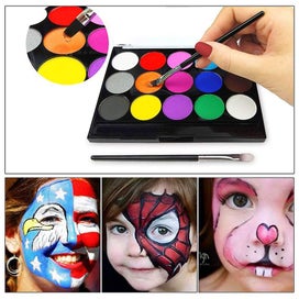 Listing 3 of 5 for 15 Colors Make-up Palette Children's Face Paint Set With 2 Pens And 4 Template