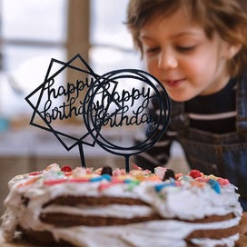 Listing 5 of 5 for 20 Pieces Black Happy Birthday Cake Toppers For Anniversary Party Decorations