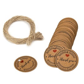 Listing 1 of 5 for Round Gift Tags Kraft Paper Labels With Jute Twine For Party Gift Decor Pack O