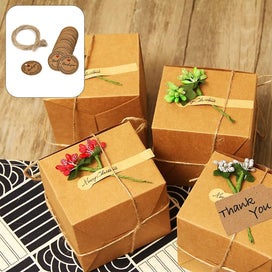 Listing 4 of 5 for Round Gift Tags Kraft Paper Labels With Jute Twine For Party Gift Decor Pack O