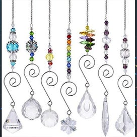 Listing 1 of 5 for Crystal Rainbow Suncatcher Set - Hanging Glass Bead Chain For Window Garden Par