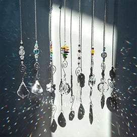 Listing 3 of 5 for Crystal Rainbow Suncatcher Set - Hanging Glass Bead Chain For Window Garden Par