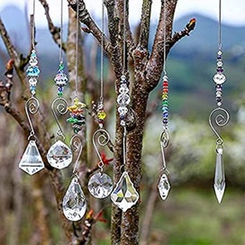 Listing 5 of 5 for Crystal Rainbow Suncatcher Set - Hanging Glass Bead Chain For Window Garden Par