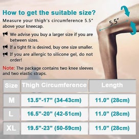 Listing 4 of 5 for 1 Pair Knee Compression Sleeves With Adjustable Straps For Men & Women Knee Su