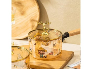 Listing 4 of 9 for Korean-Style Amber Glass Milk Pot Borosilicate Heat-Resistant Instant Noodle