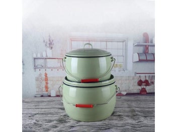 Listing 4 of 7 for Thickened Enamel Barrel With Cover Handle Storage Bucket