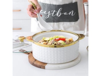 Listing 4 of 10 for Light Luxury Ceramic Soup Pot With Spoon Lid Anti-Scalding Kitchen Supplies