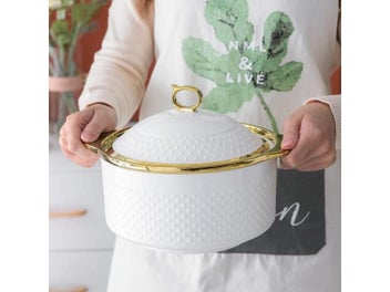 Listing 5 of 10 for Light Luxury Ceramic Soup Pot With Spoon Lid Anti-Scalding Kitchen Supplies