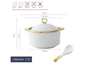 Listing 8 of 10 for Light Luxury Ceramic Soup Pot With Spoon Lid Anti-Scalding Kitchen Supplies