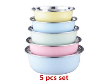 Listing 1 of 7 for Color Stainless Steel 5 Pcs Set Soup Pot Thick Circle Household Kitchen Egg