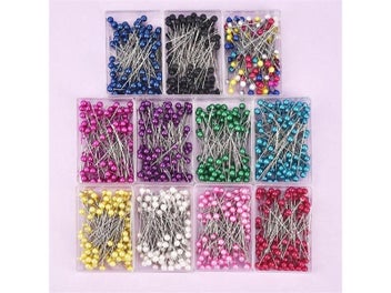 Listing 3 of 10 for 100Pcs/Box 38cm Colorful Round Pearl Head Needles Stitch Straight Push Sewing