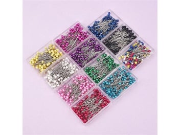 Listing 4 of 10 for 100Pcs/Box 38cm Colorful Round Pearl Head Needles Stitch Straight Push Sewing