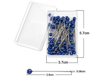 Listing 7 of 10 for 100Pcs/Box 38cm Colorful Round Pearl Head Needles Stitch Straight Push Sewing