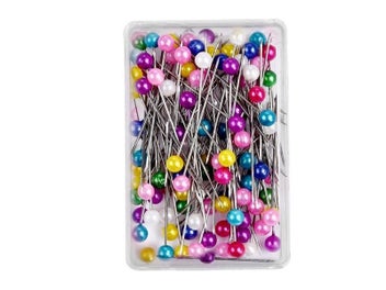 Listing 8 of 10 for 100Pcs/Box 38cm Colorful Round Pearl Head Needles Stitch Straight Push Sewing