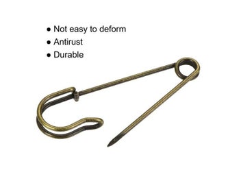 Listing 6 of 9 for 10 Large Safety Pins 2.9" Heavy Duty Blanket Pins Bulk Steel Spring Lock Pins