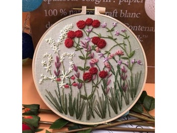 Listing 3 of 9 for DIY Embroidery Kits European Style Flowers Plants Pattern Frame Hoop Cross