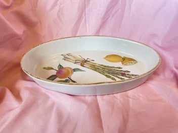 Listing 2 of 3 for SMALL OVAL EVESHAM VEGETABLE DISH GOLD EDGE
