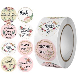 Listing 1 of 3 for NEW 500Pcs/Roll Flowers Thank You Labels Gift Stickers Craft Business