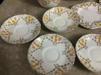 Listing 6 of 13 for 9 Pcs Plant Tuscan 1930s FINE ENGLISH BONE CHINA, Made in England