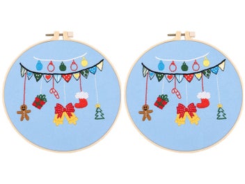 Listing 1 of 1 for 2 X Style 4 DIY Christmas Embroidery Kit for Beginners Xmas Home Decor Gift Idea