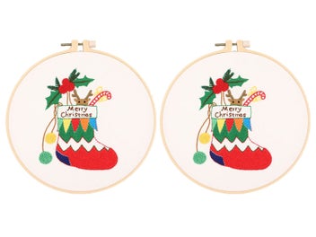 Listing 1 of 2 for 2 X Style 3 DIY Christmas Embroidery Kit for Beginners Xmas Home Decor Gift Idea