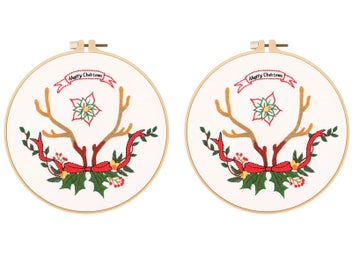 Listing 1 of 2 for 2 X Style 1 DIY Christmas Embroidery Kit for Beginners Xmas Home Decor Gift Idea