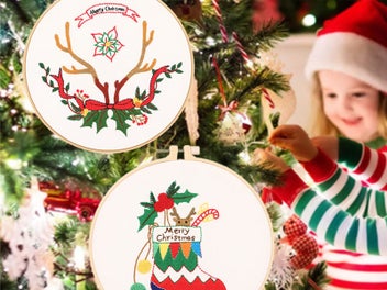 Listing 2 of 2 for 2 X Style 1 DIY Christmas Embroidery Kit for Beginners Xmas Home Decor Gift Idea